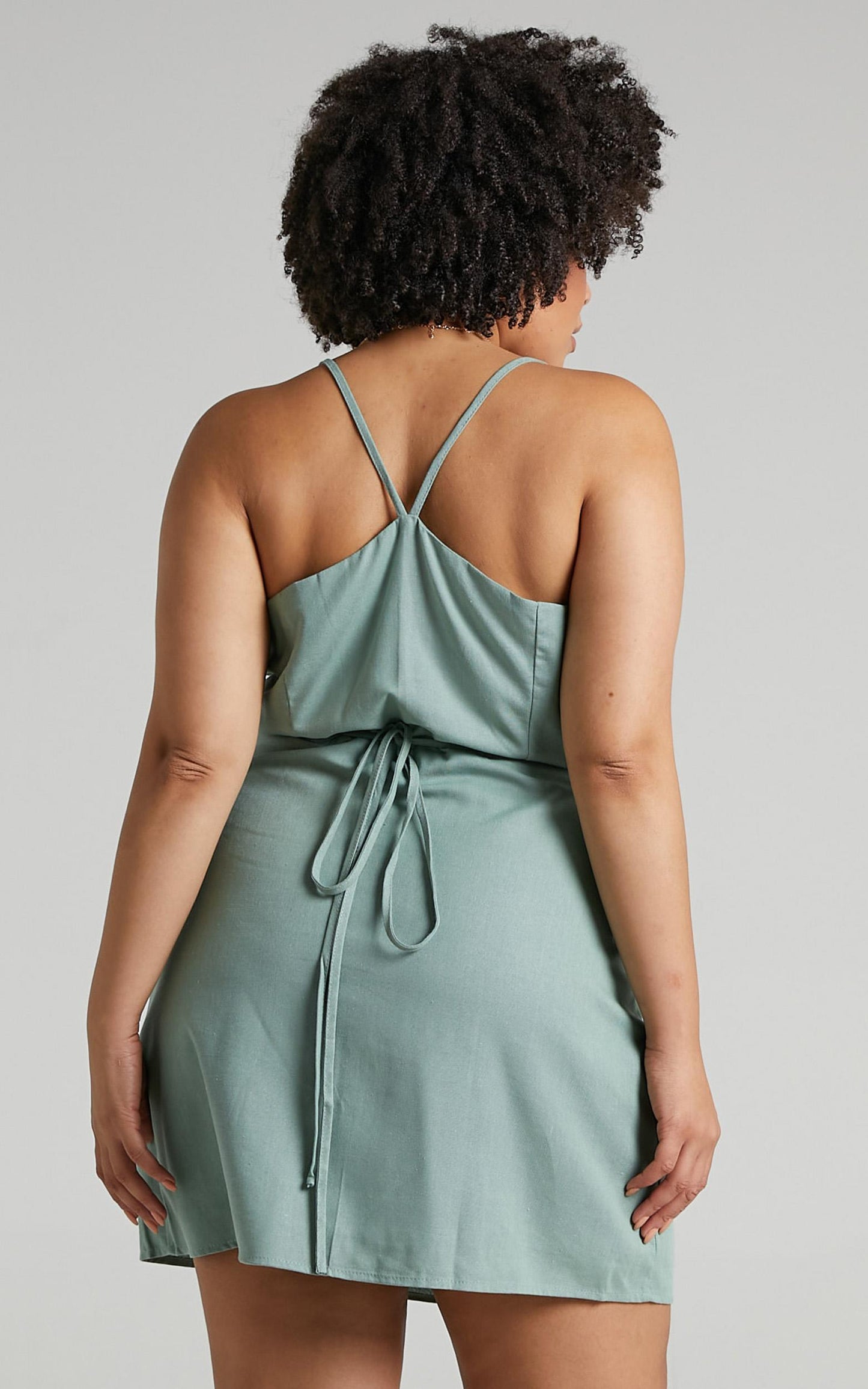 Whisper it Dress in Sage Linen Look