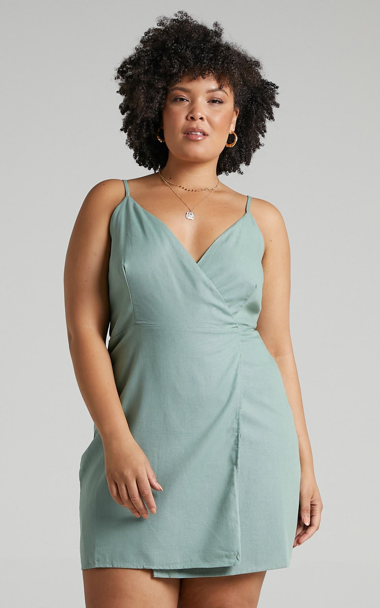 Whisper it Dress in Sage Linen Look