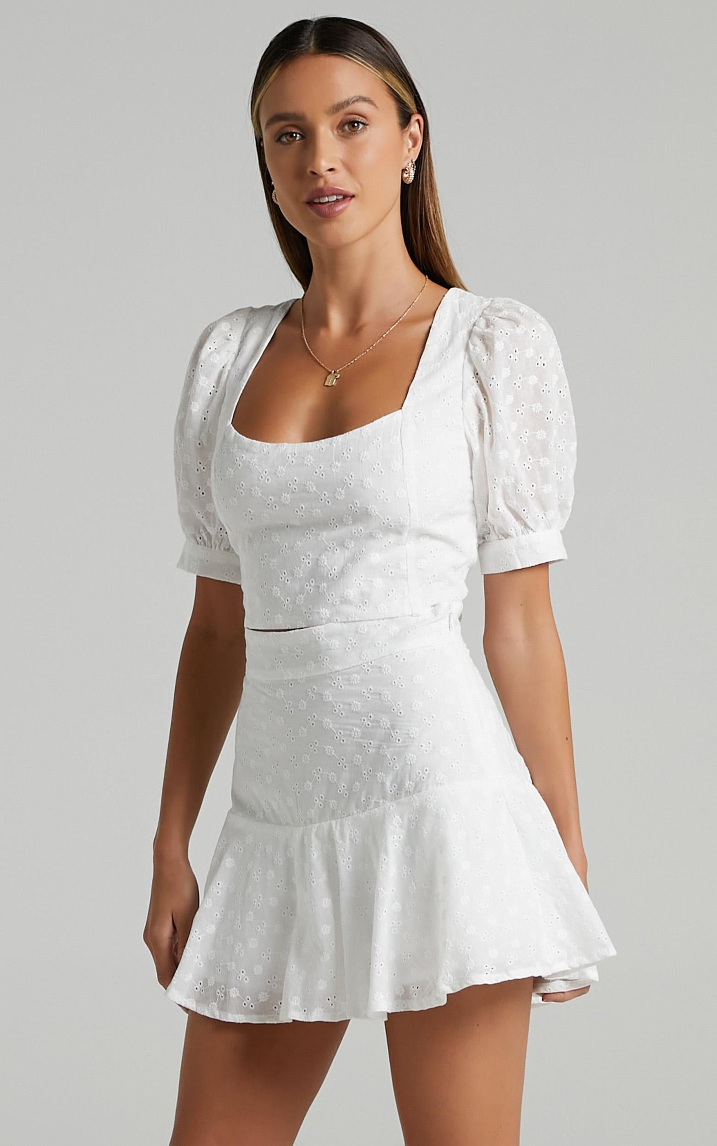 Gimli Skort in White Broderie