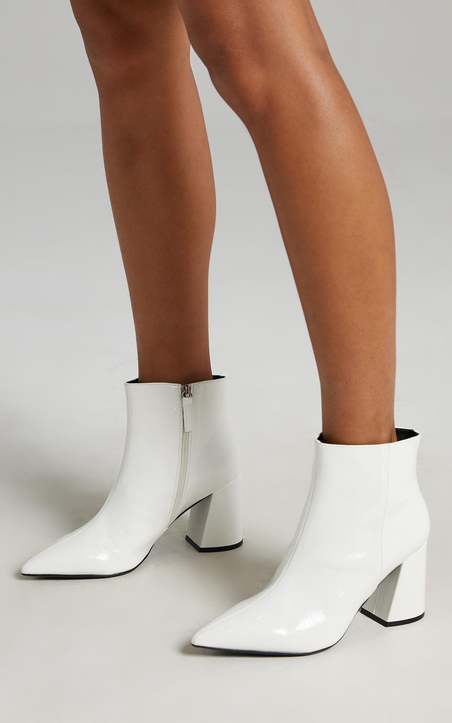 Therapy - Cleo Boots in White Crinkle Patent
