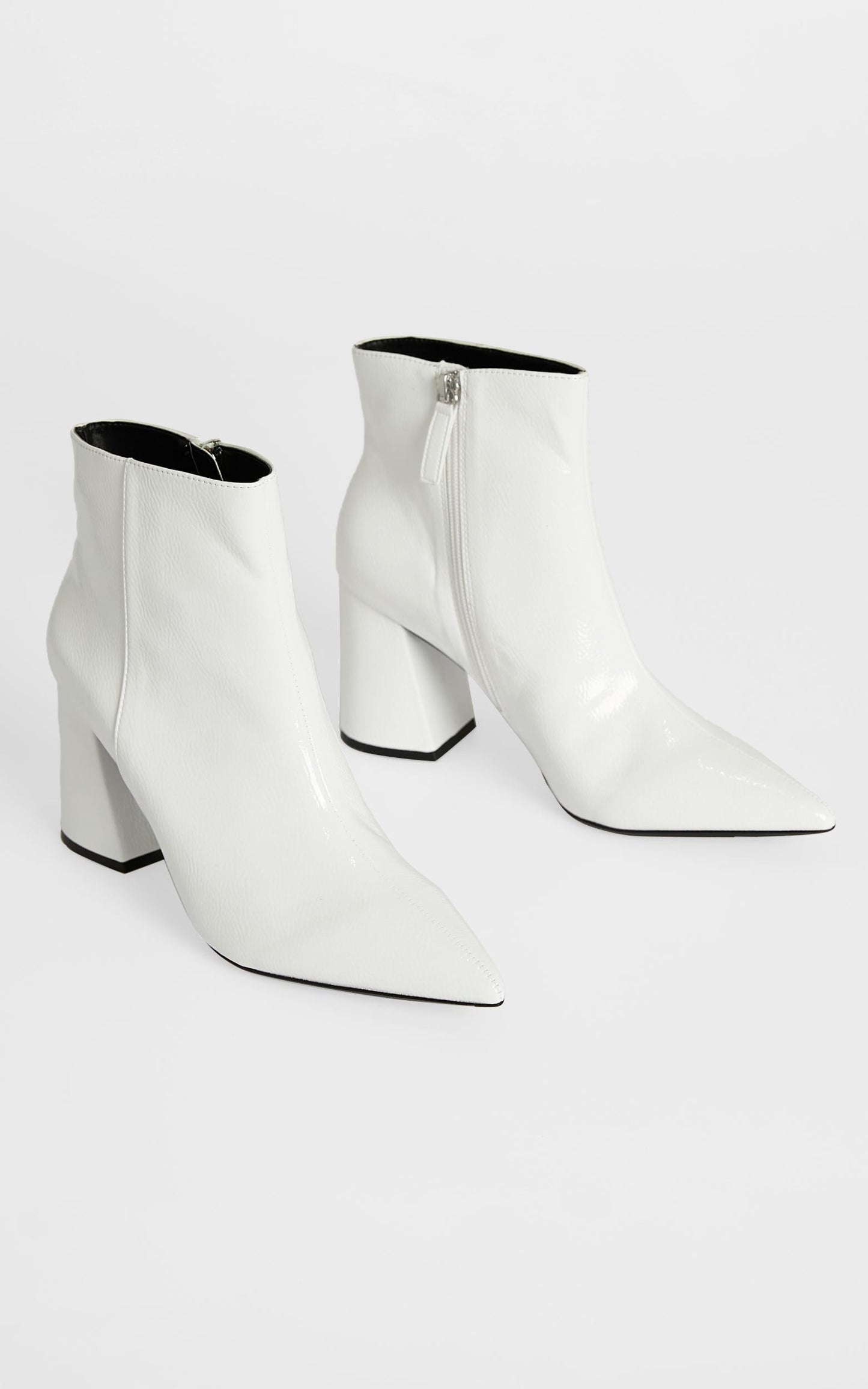 Therapy - Cleo Boots in White Crinkle Patent
