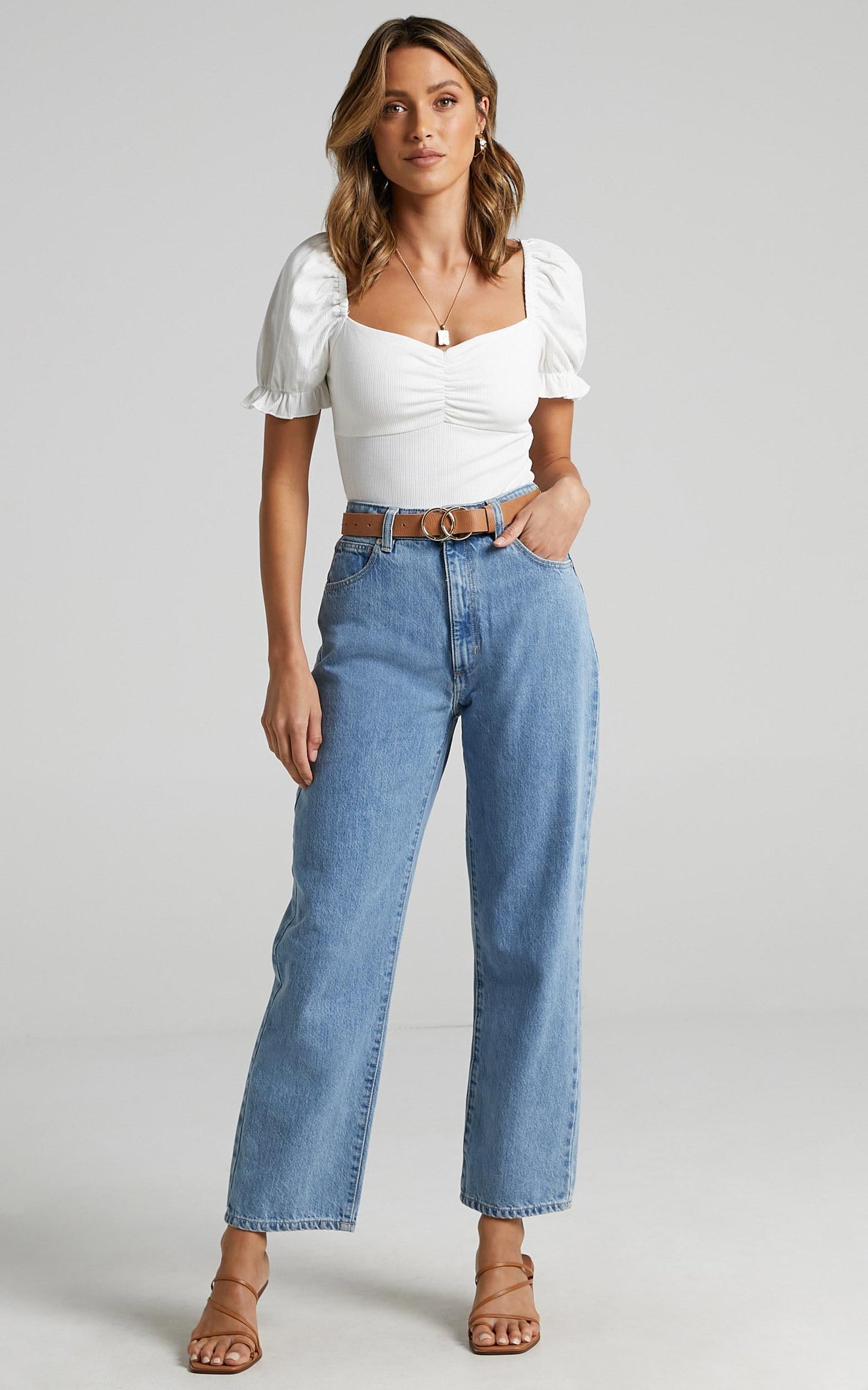 Esher Bodysuit - Puff Sleeve Bodysuit in White