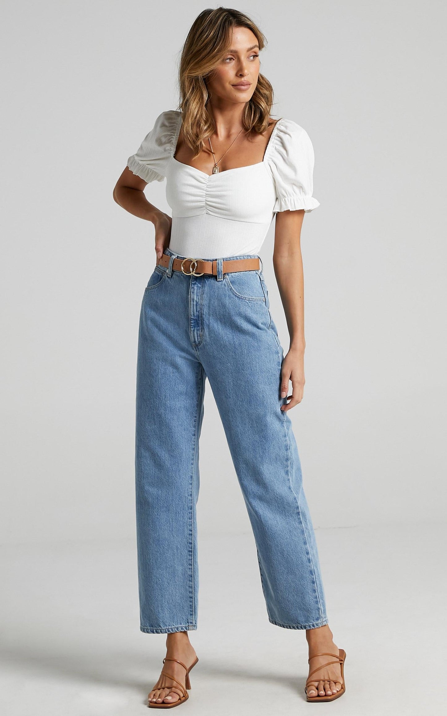Esher Bodysuit - Puff Sleeve Bodysuit in White