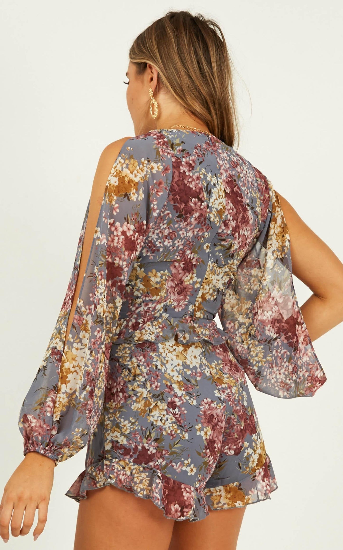 Who I Am Playsuit In Purple Floral