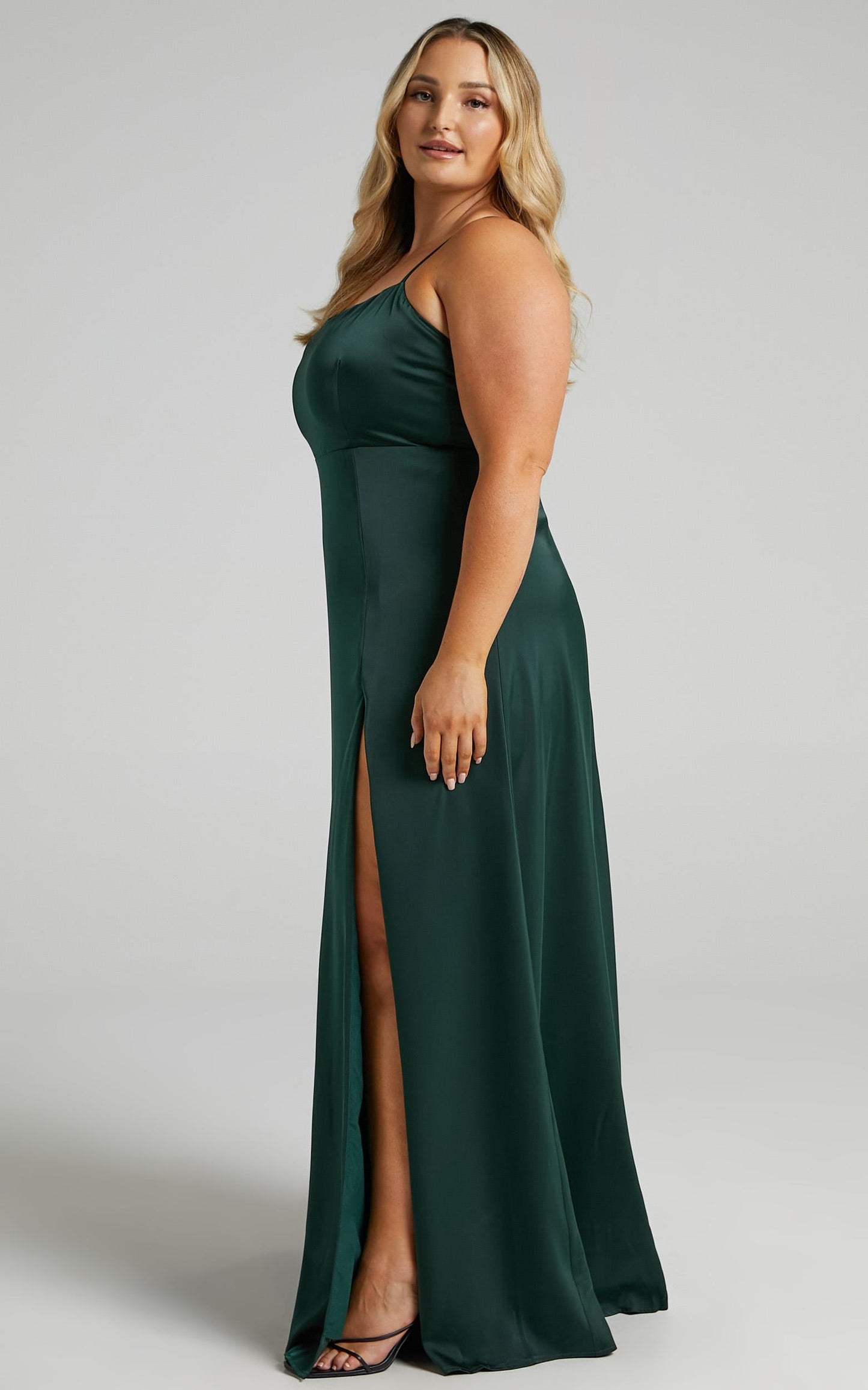 Will It Be Us Midi Dress - Thigh Split Cross Back Dress in Emerald