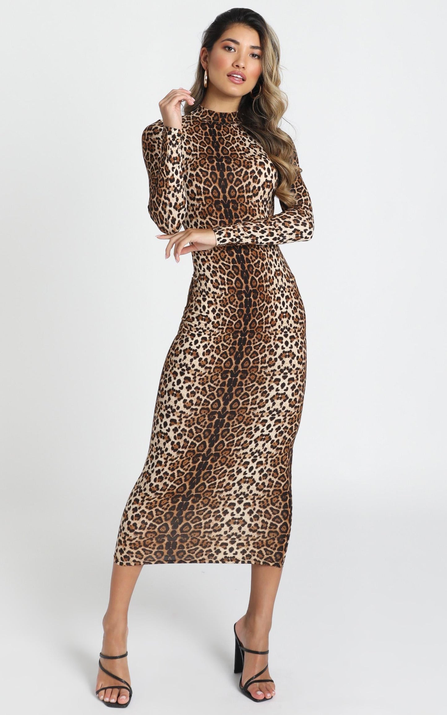 Wild Thing Bodycon Midi Dress In Leopard Print