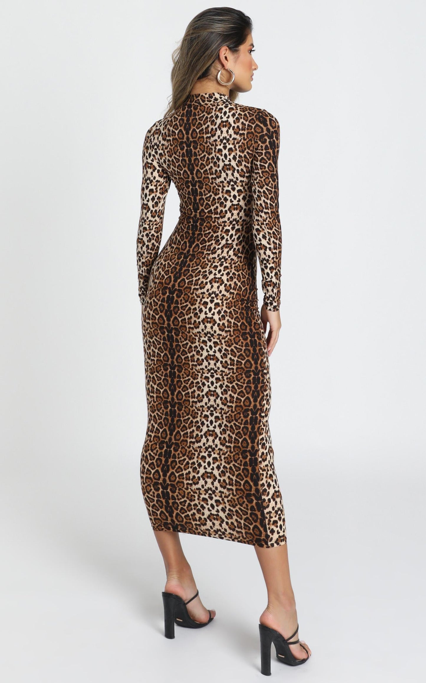Wild Thing Bodycon Midi Dress In Leopard Print
