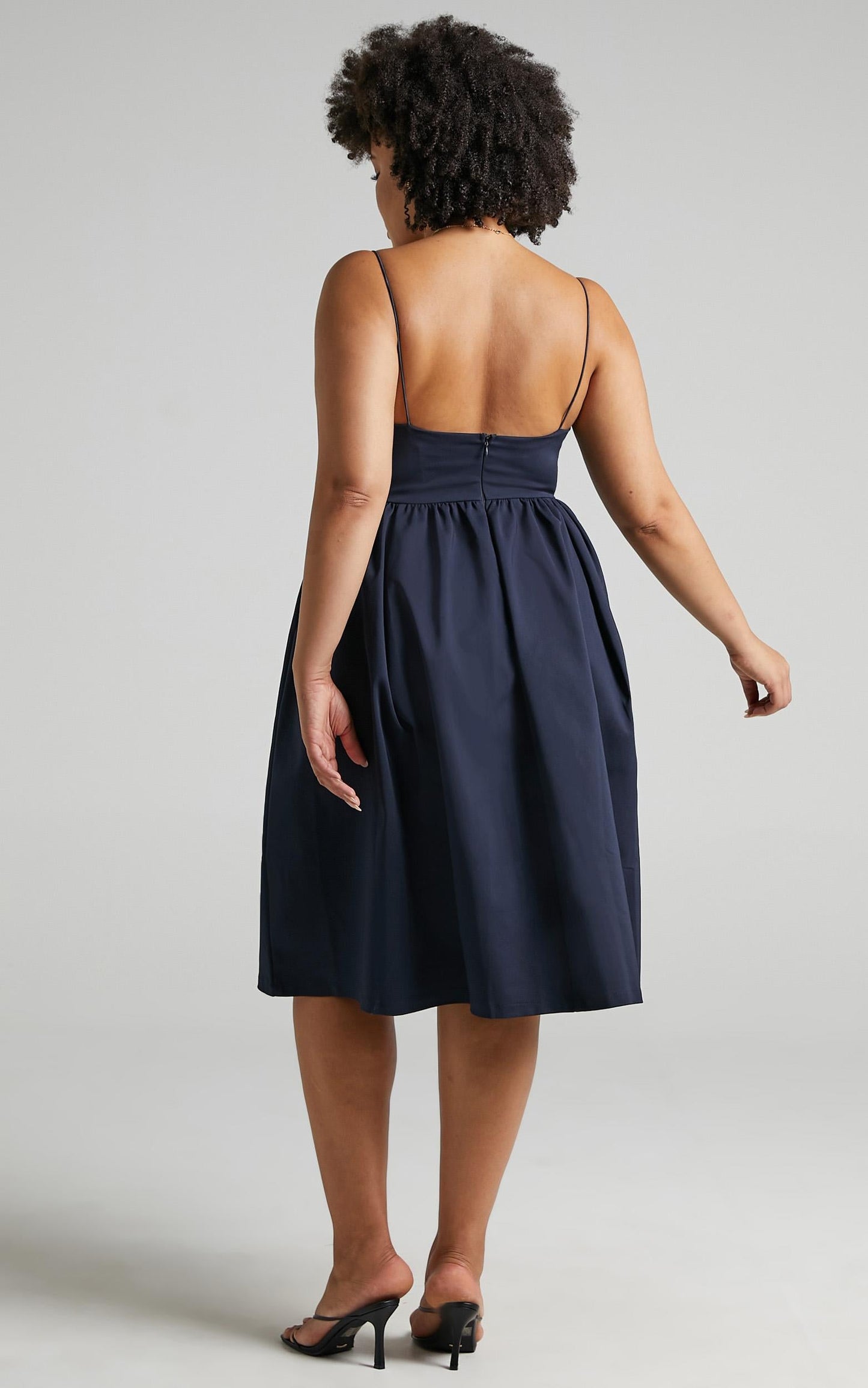 Wild Nights A-line Spaghetti Strap Dress in Navy