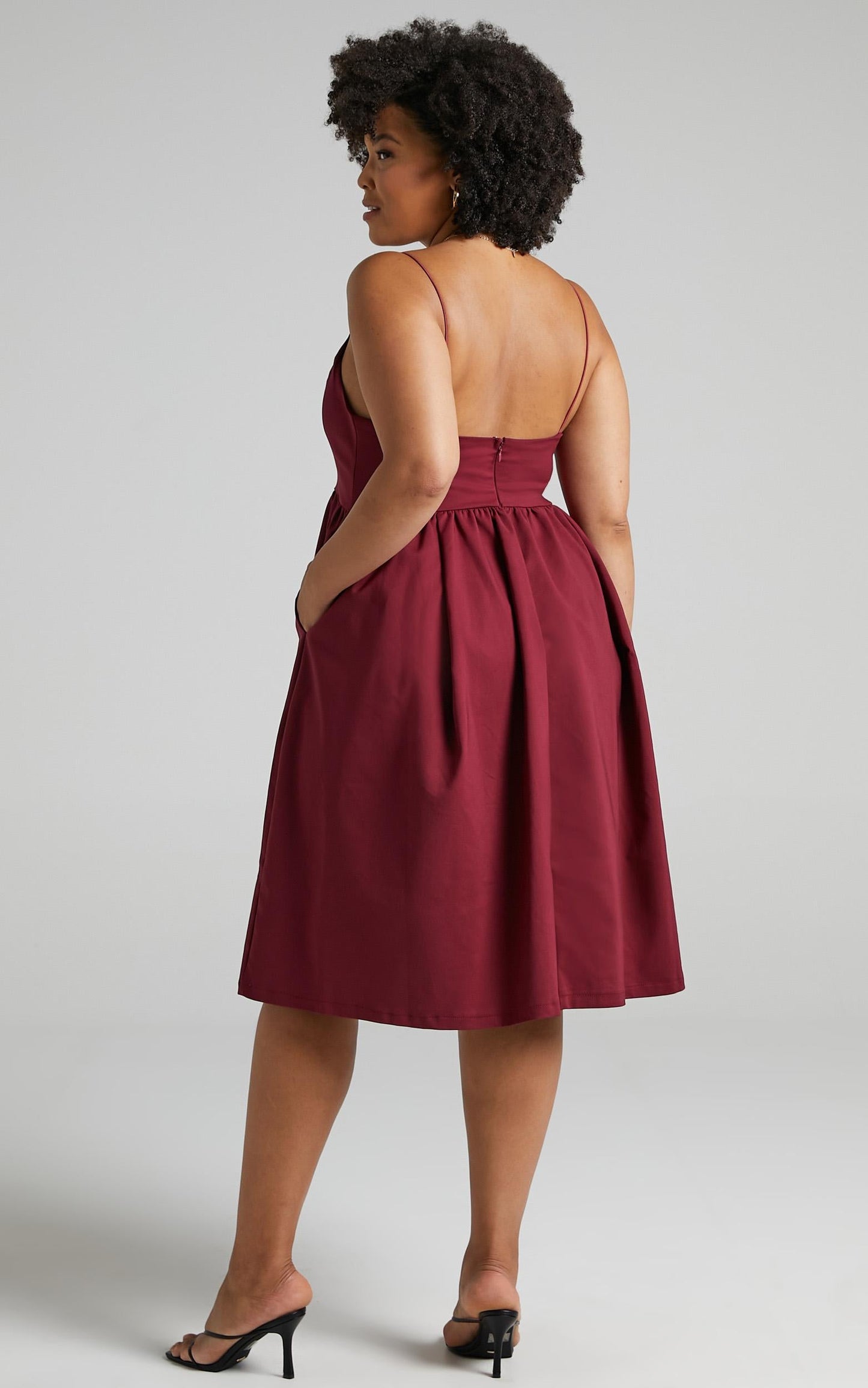 Wild Nights A-line Spaghetti Strap Dress in Wine