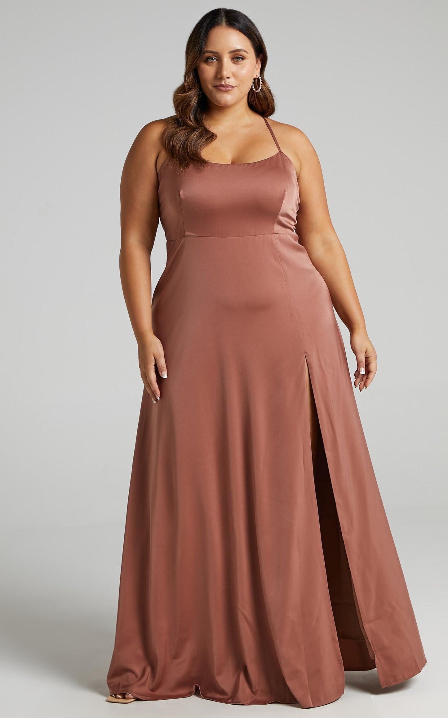 Will It Be Us Midi Dress - Thigh Split Cross Back Dress in Dusty Rose