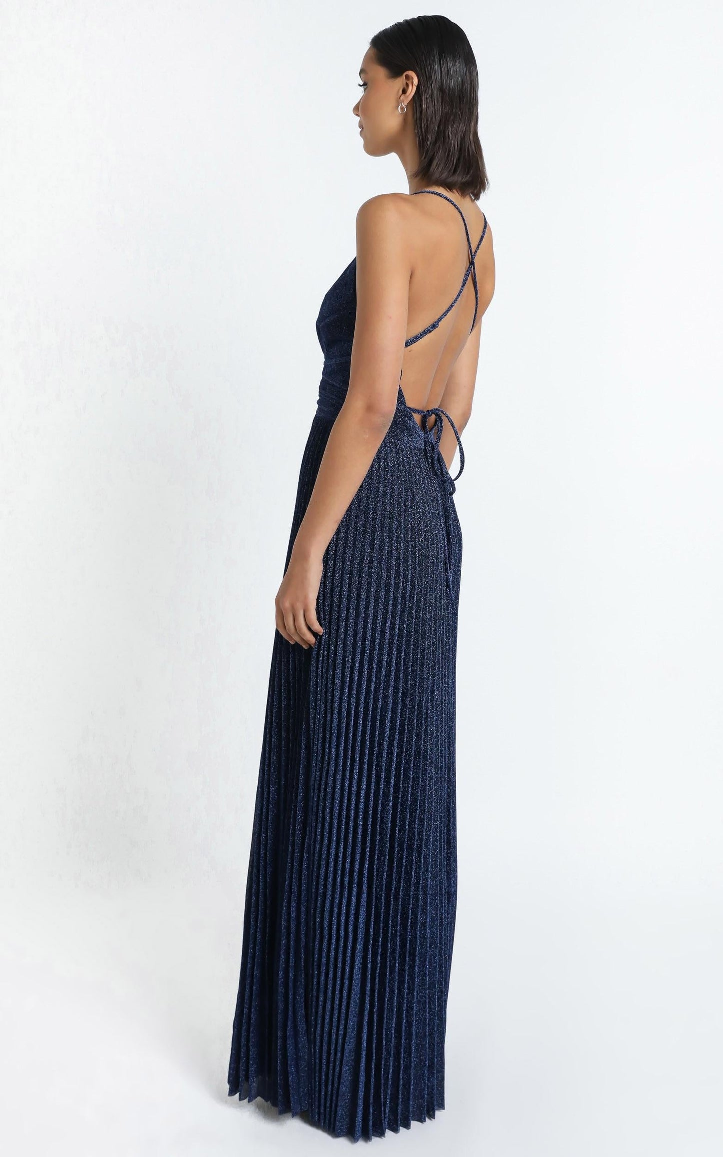 Win The Lotto Maxi Dress In Navy Lurex