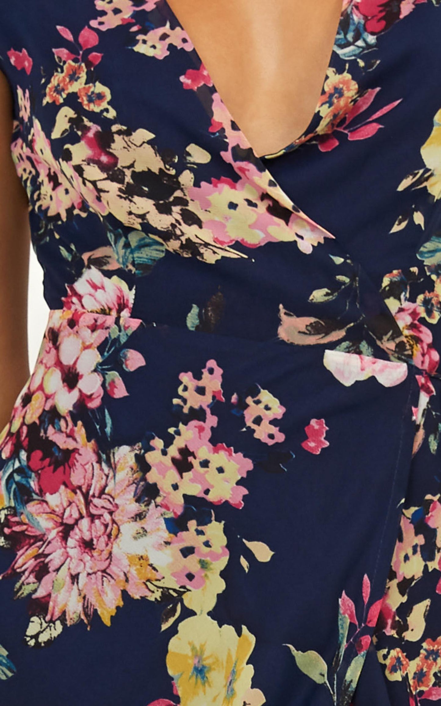 Wrap And Cross Maxi Dress In Navy Floral