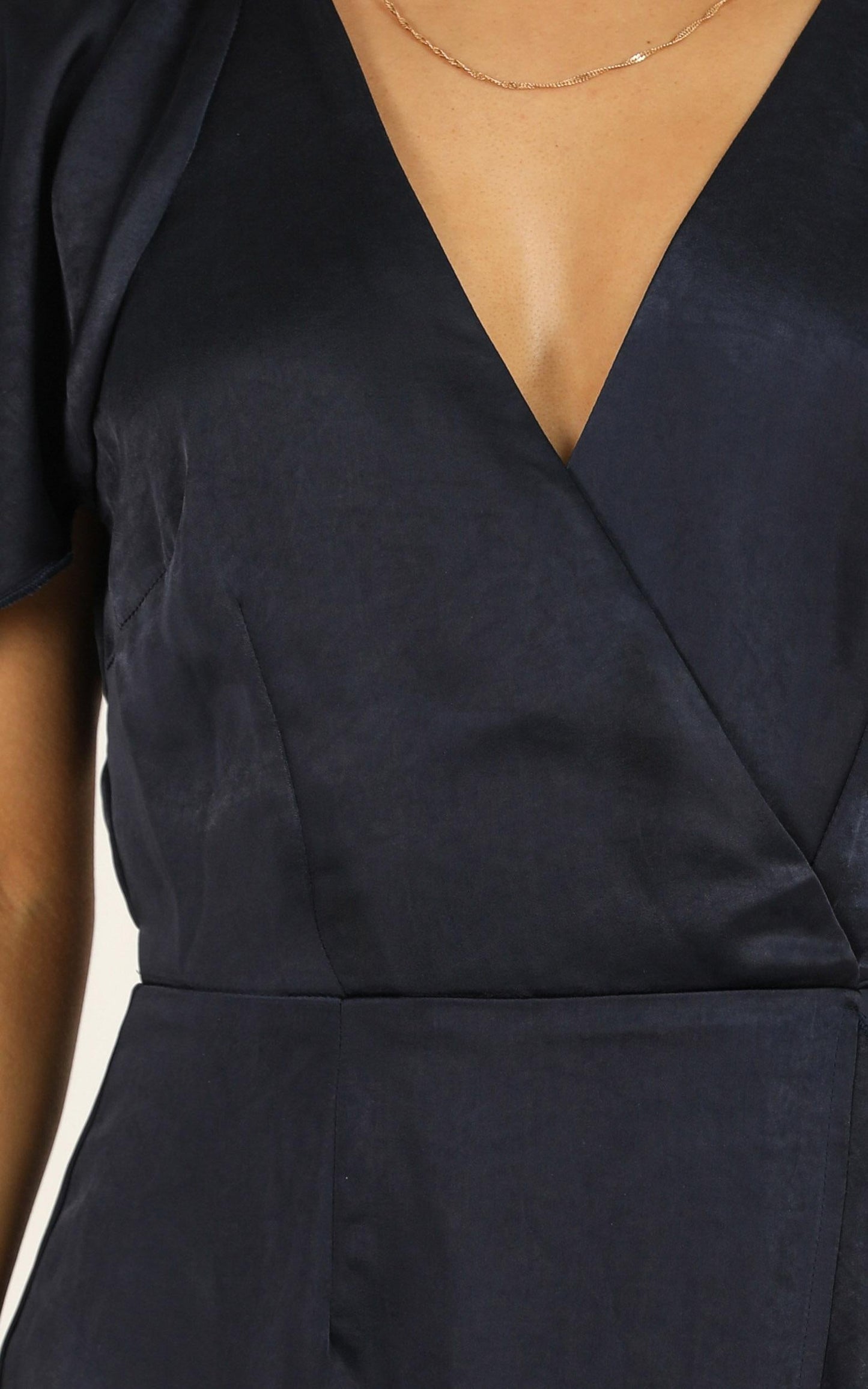 Wrap It Dress In Navy Satin
