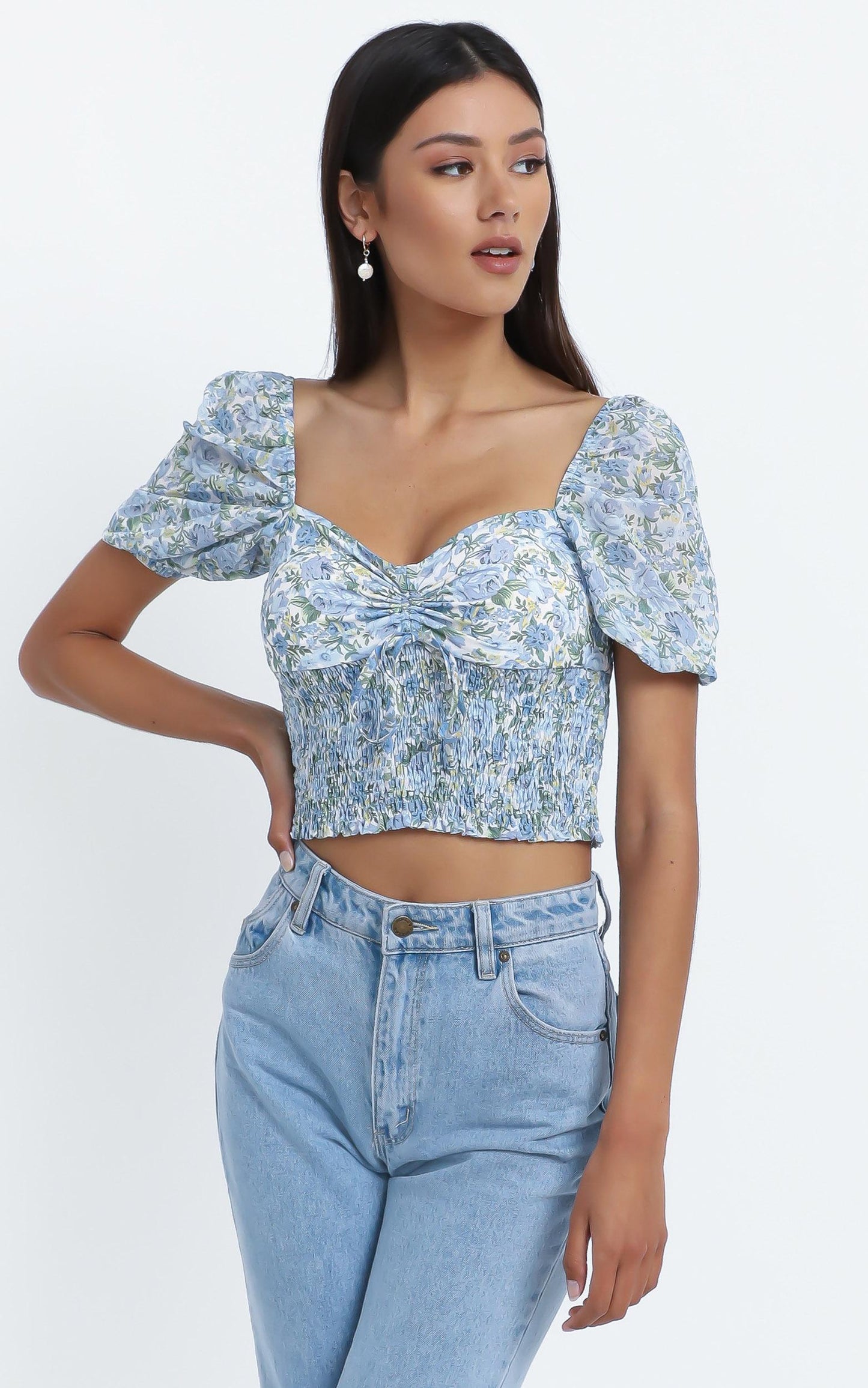 Loane Top in Blue Floral