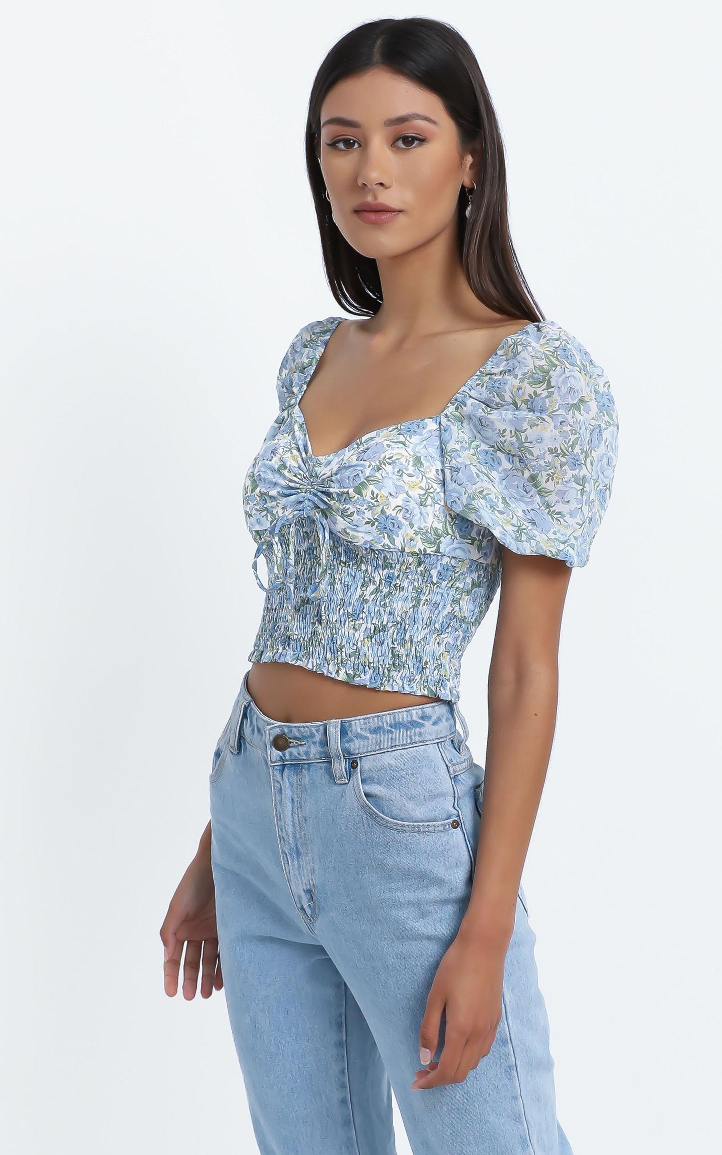 Loane Top in Blue Floral