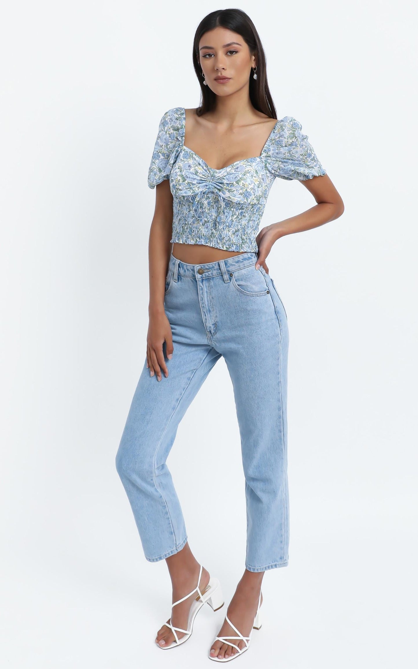 Loane Top in Blue Floral