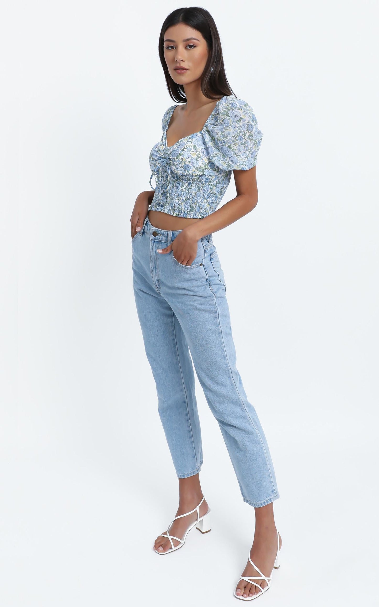 Loane Top in Blue Floral