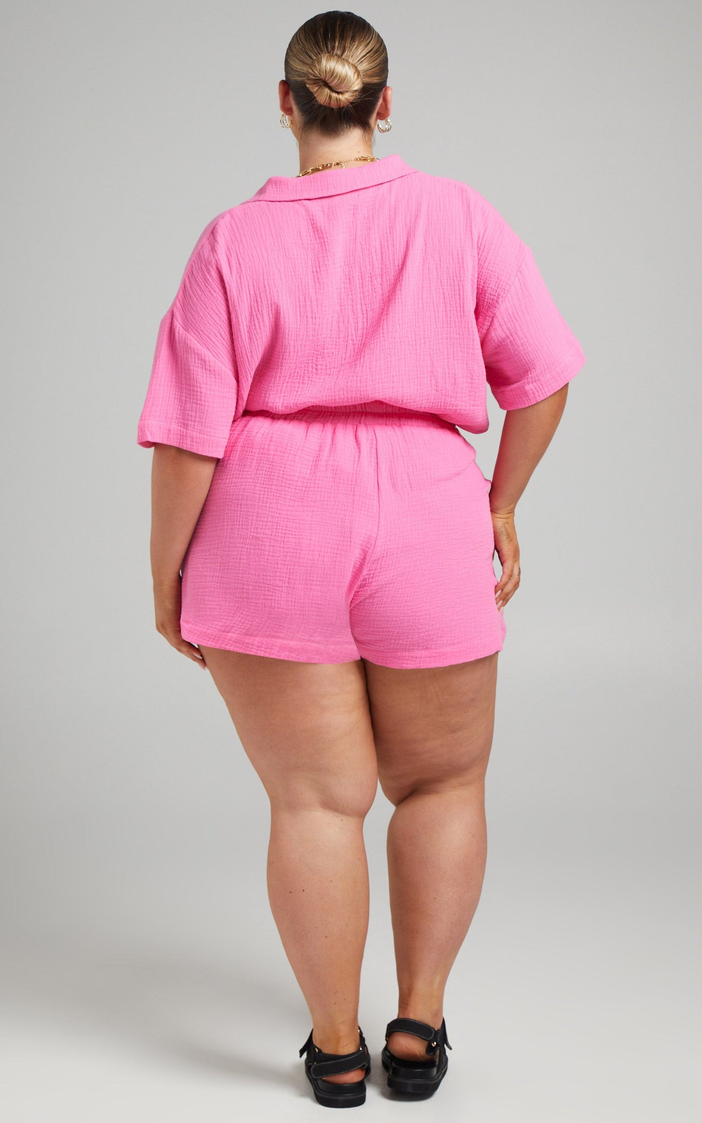 Donita Shorts - Elastic Waist Shorts in Pink