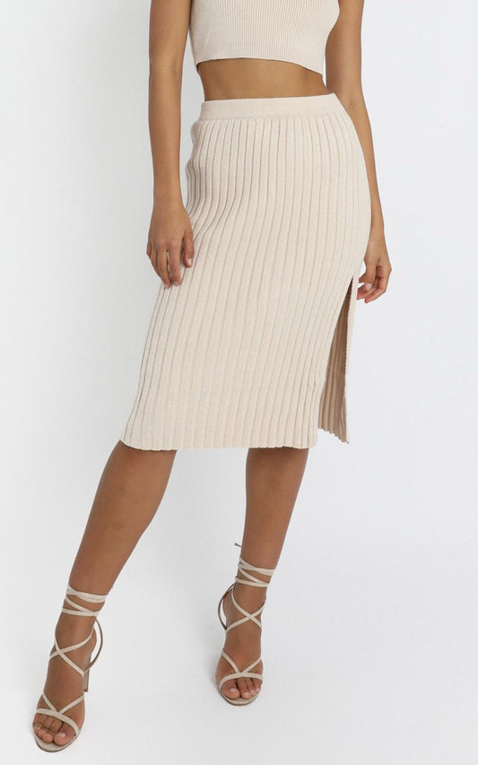 Yana Knit Skirt in Beige