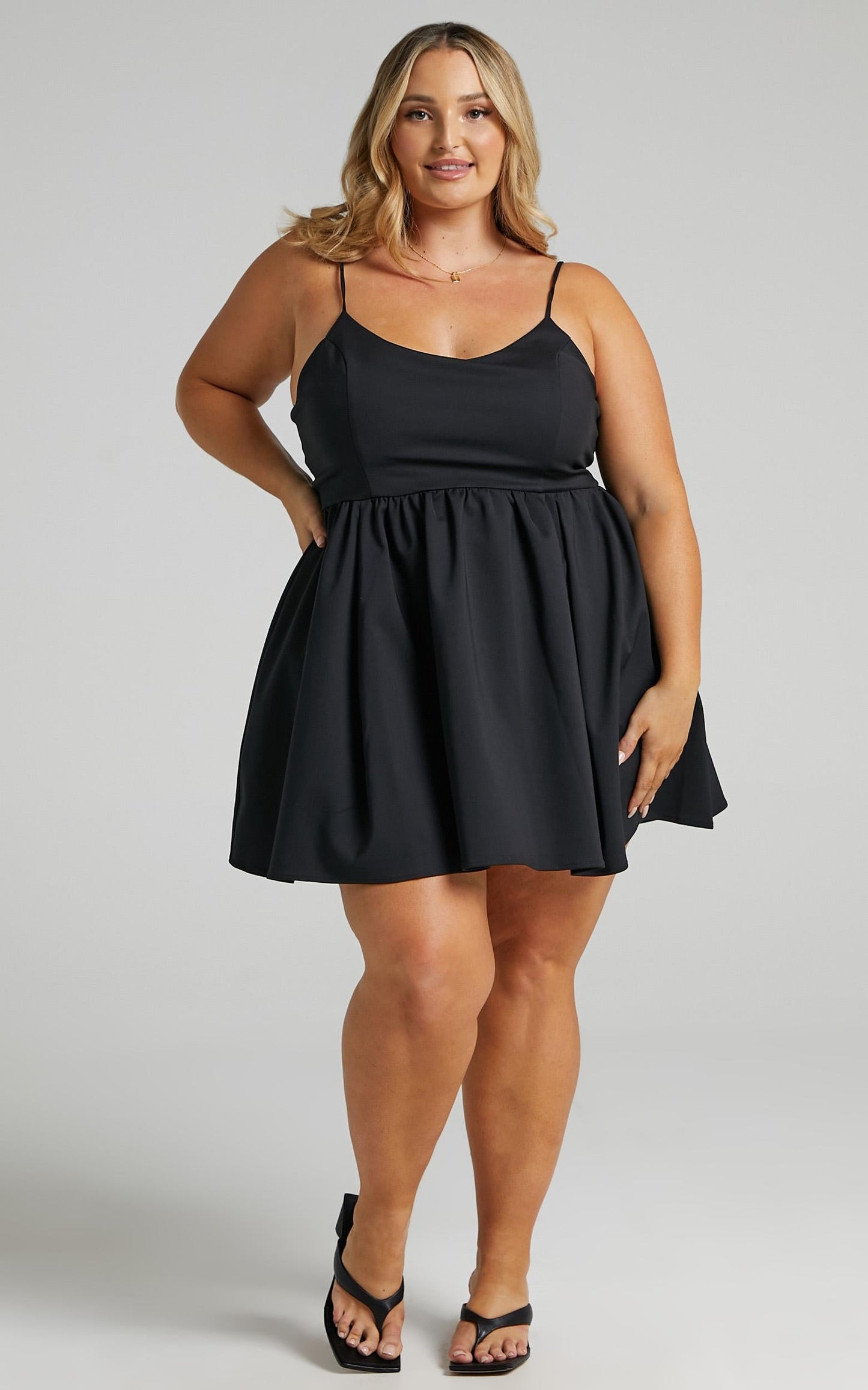 You Got Nothing To Prove Mini Dress - Strappy A-line Dress in Black
