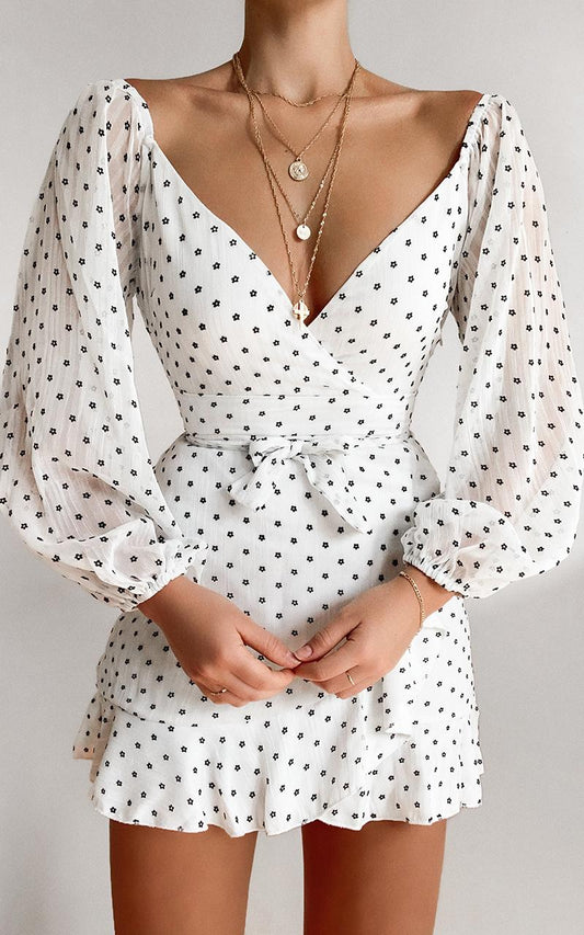 You Are Such A Dream Dress in White Flocked Spot